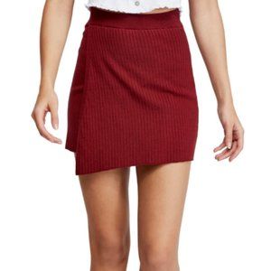 Free People ribbed wrap mini skirt
